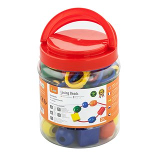 Lacing beads - 30 pieces and 4 cords